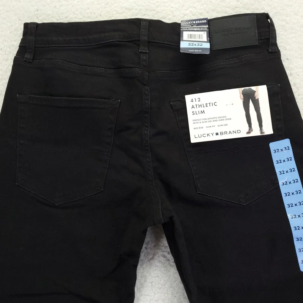 Lucky Brand 412 Athletic Slim Jeans Mens 32x32 Black Jack Stretch 7MSC005 NEW